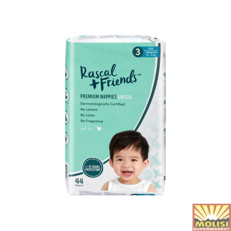 Rascal + Friends Unisex Premium Crawler Size 3 44 count