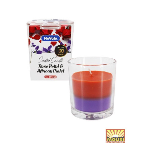 NuValu Scented Candle Rose Petal & African Violet 113g