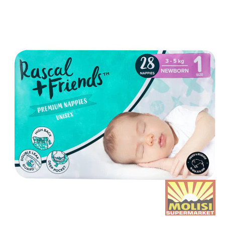 Rascal + Friends Unisex Premium Newborn 1 3-5kg 28 nappies