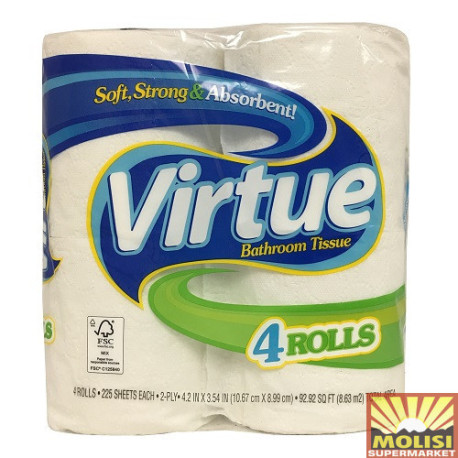 Virtue Bathroom Tissue 4 Rolls Pack Soft