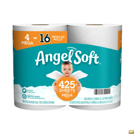 Angel Soft Bath Tissue 4 Rolls 425 sheets