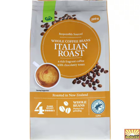 Woolworths Coffee Beans Italian Roast 200g