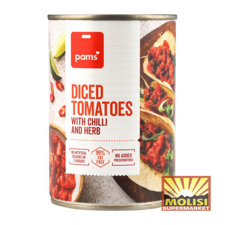 Pams DIced Tomatoes with Chilli & Herb 400g