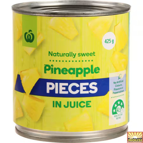 Woolsworths Pineapple Pieces in Juice 425g