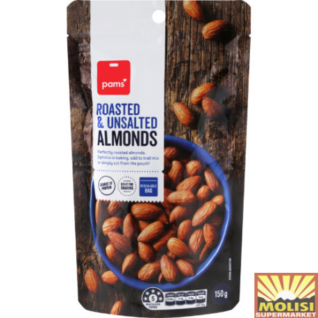 Pams Roasted & Unsalted Almonds 150g