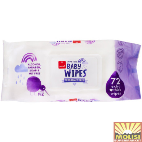 Pams Extra Thick Fragrance Free Baby Wipes 72